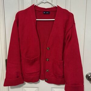 Gap red pocket cardigan